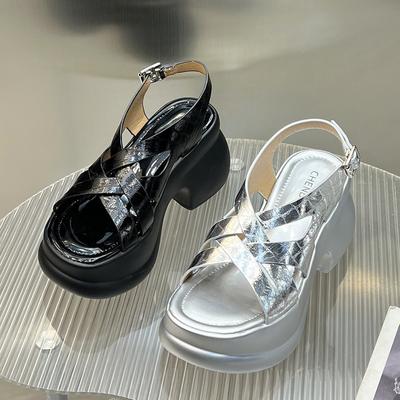 Летние римские сандалии на высоком каблуке с толстой подошвой для женщин