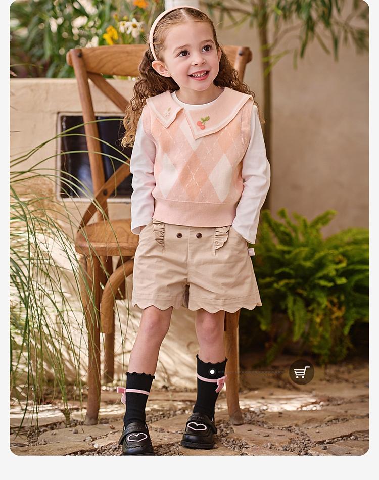 David Bella Girls' Anti static Sweater Tank Top Autumn Collection New Baby Knitted Academy Vest Shoulder