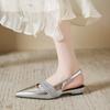 2024 Новые летние женские туфли, модные однотонные женские сандалии с острым носком, однотонные женские сандалии с пряжкой и плоским носком