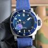 Мужские автоматические часы Panerai High Fat Da Hai 44 мм с холщовым и резиновым ремешком.