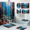 1/4 шторы для душа с принтом морских организмов, украшение для сиденья унитаза, штора для душа с ковриком и крышкой для унитаза, 70,8x70,8 дюйма