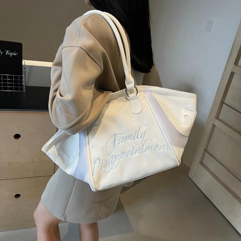 Нейлоновая ткань большой вместимости, универсальная контрастная сумка-письмо, классическая женская сумка для отдыха высокого качества