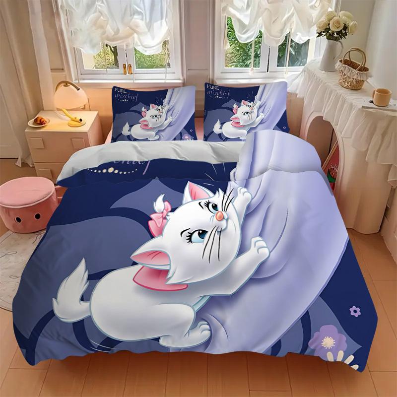 Mischiefful Cat Adventure Print 3Pcs Bedding Setduvet Cover With 2 Bedropillowcase Home Birthday Gift