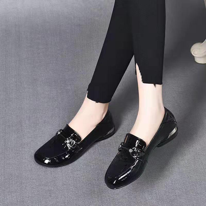 Женские туфли Ji с круглым носком из лакированной кожи на толстом каблуке, туфли-лоферы на толстом каблуке из мягкой кожи, маленькие кожаные туфли в британском стиле