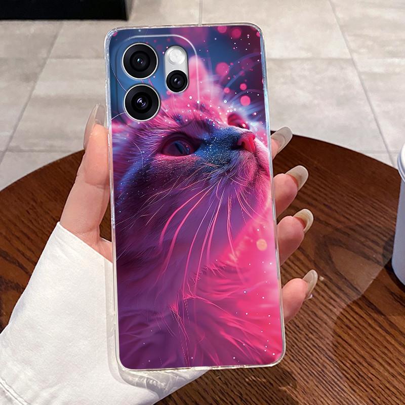 Гелевый чехол для OPPO Reno15 F 5G Capa Reno 15 Pro Max 15PRO Прозрачный Силиконовый Мягкий ТПУ Задняя крышка Милый Кот Кролик Сердце Чехол для телефона