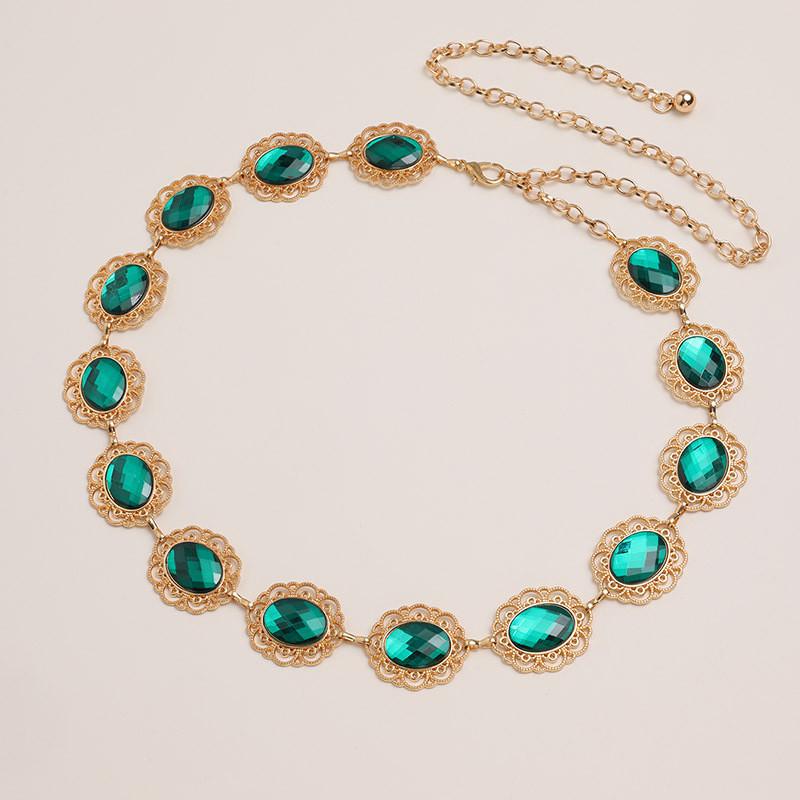 Hollow Metal Stylish Waist Chain With Rhinestone Accents For Women Fashion