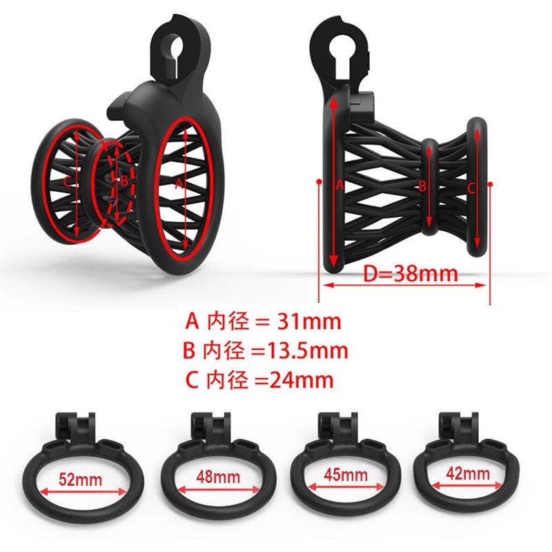 2025 New Male Negative Chastity Cage 4 Colors Cock Cage Abstinence Control Sissy Penis Lock with 4 Size Rings Adult Products