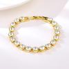 Gold & Rose Gold Artistic Geometric Czech Rhinestone Women's Bracelet with White Diamond