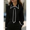 Autumn Fashion: Plain-Coloured Commuter Ties and Long-Sleeved Shirts for Women