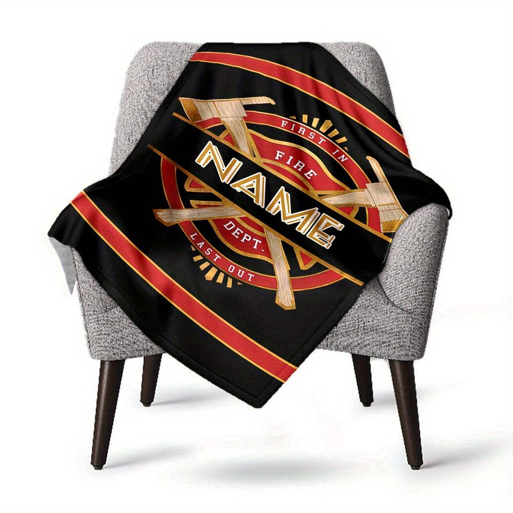 Fire Department Crest Home Customize Your Name Blankets Comfortable Soft Lightweight Multiseasonal Blanket For Picnics Sofas Offices Beds Living Rooms