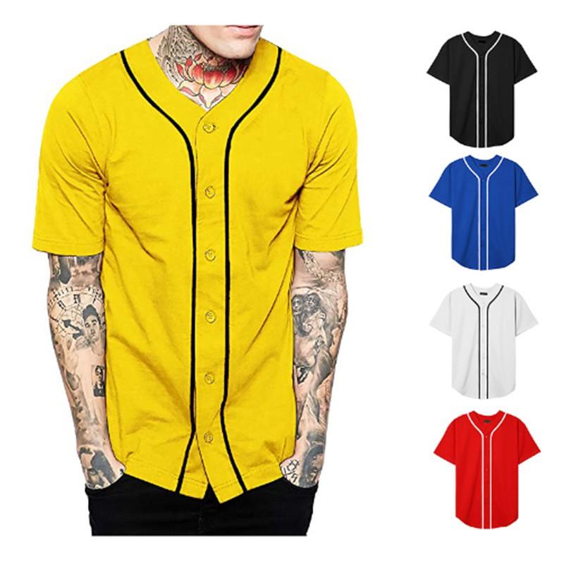 Mens Short Sleeve Baseball Jersey Casual Sports Printed Softball Shirt Loose Fit