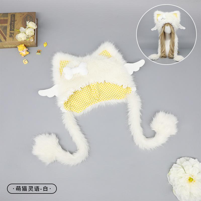 Лолита Плюшевый Головной Убор Демонические Ушки Шапки Зимняя Уличная Теплая Головной Убор Крылья Ангела Шапка Горро Шапки для Защиты Ушей Подарки