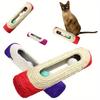 Игрушка для котенка Кошка Длинная катающаяся сизалевая когтеточка Интерактивная игрушка Принадлежности для домашних кошек Игрушка с перьями с 3 роликовыми шариками Цвет случайный