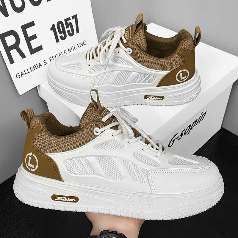 40 Hight Top Men's Breathable Sneakers Vulcanize Couple Beige Sports Shoes Joggings Overseas Daily Top Comfort Top Luxury