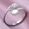 DIY Cabochons Jewelry Ring 1Pcs Adjustable Open Stainless Steel Heart Sun Leaf Motif for Anniversary Gift for Her