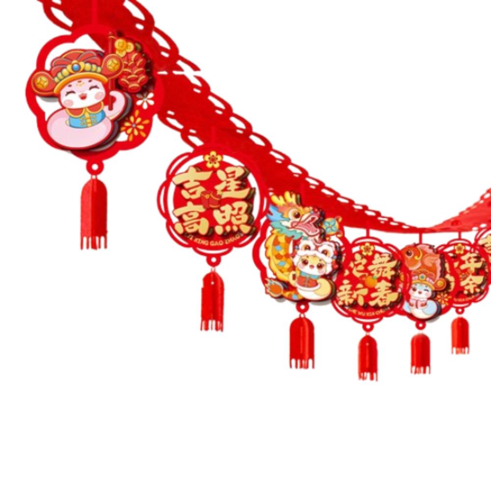 Cartoon 2025 Snake Year Pulling Flag Traditional Snake Year Banner Pendant Holiday Festival Decor