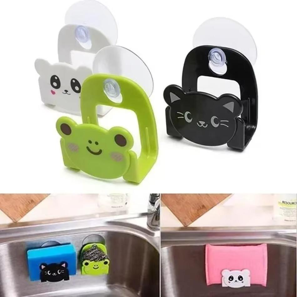 1 Pcs Cartoon Bath Sponge Storage Rack Cloth Storage Rack Multi-purpose Sink Rack Bathroom Miscellaneous Rack Hook Kitchen Tools