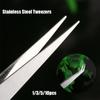 Straight Elbow Silver Tone Pliers Tool Stainless Steel Tweezers Eyebrow Clip Phone Repair Tools