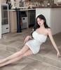 Low-cut Semi-sheer Fur Patchwork Spaghetti Strap Bodycon Dress, 2026 Niche Style