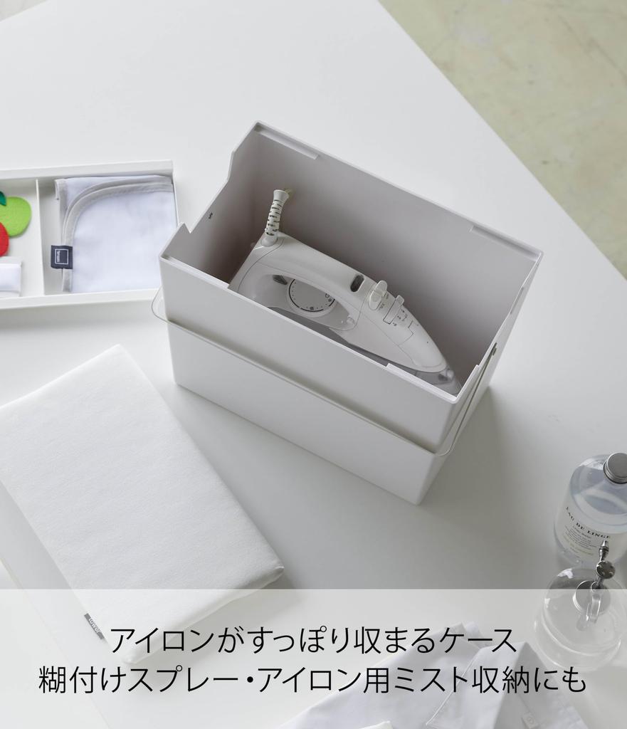 Yamazaki Jitsugyo 5457 Железный ящик для хранения с крышкой, которую можно гладить утюгом, с ручкой, белый, прибл.. Ш33XГ20.5~20XВ26~31 (включая ручку) см, башня,