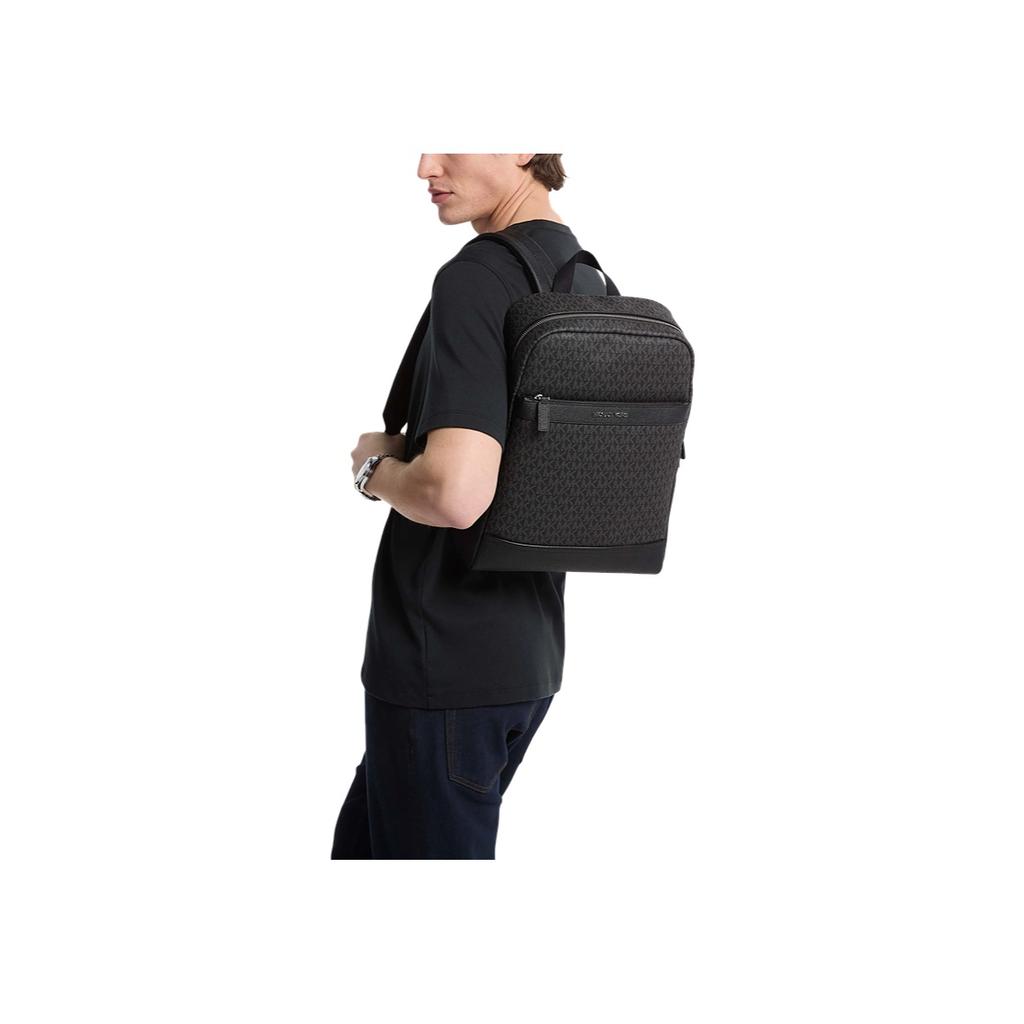 Michael Kors Mk Cooper Bronze Hardware Coated Canvas Polyester Pu Backpack Medium Men backpack Black 37T5LCOB7B-BLACK