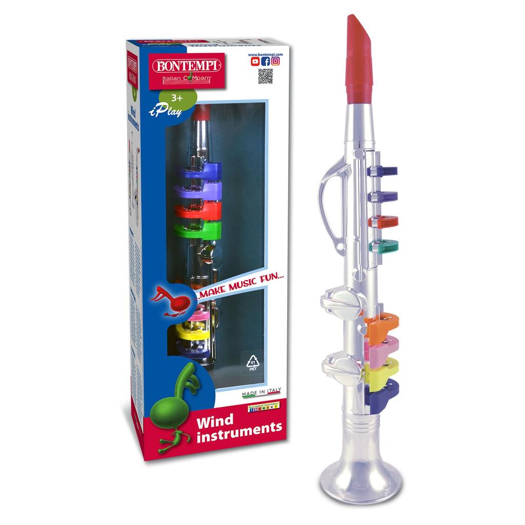 Музыкальный инструмент игрушка кларнет дующая флейта обучающая игрушка подарок для 3 лет серебряный кларнет 8 клавиш детский [BONTEMPI 42 см] (324431)