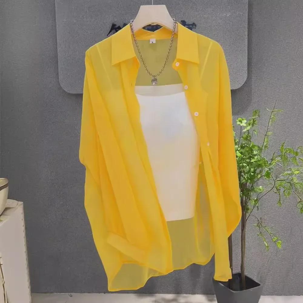 Женская шифоновая рубашка для защиты от солнца - Легкий, свободного кроя кардиган с длинным рукавом для лета