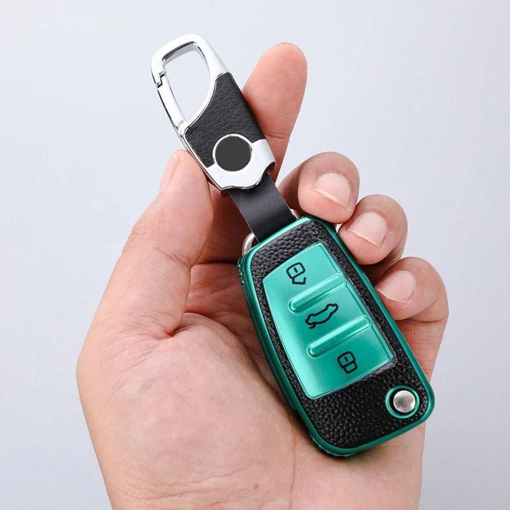 Cowhide Car Key Ring Genuine Leather Keychain Durable Key Ring Holder Auto