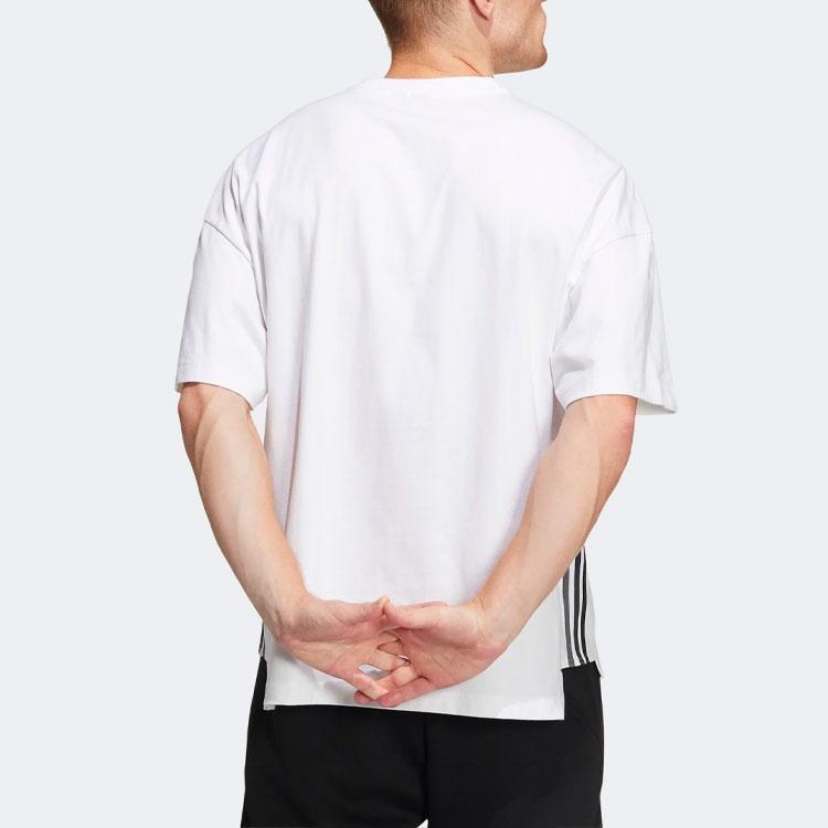 adidas M city Loose T Side Contrasting Colors Round Neck Pullover Short Sleeve White Men's HC9972