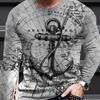 Men's Long Sleeve T-shirt 3d Anchor Print T-shirt Men Women Fashion Tops Tees Sailing Tshirt Mens Clothing Plus Size Camisetas