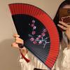 Bamboo Folding Fan with Tassels Chinese Style Portable Summer Hand Held Fan Decoration Dance Performance Props Party Costume Accessories