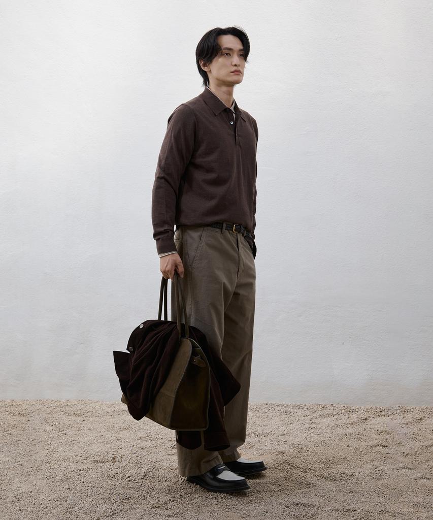 YOUTH Washed Wide Chino Pants - Moss