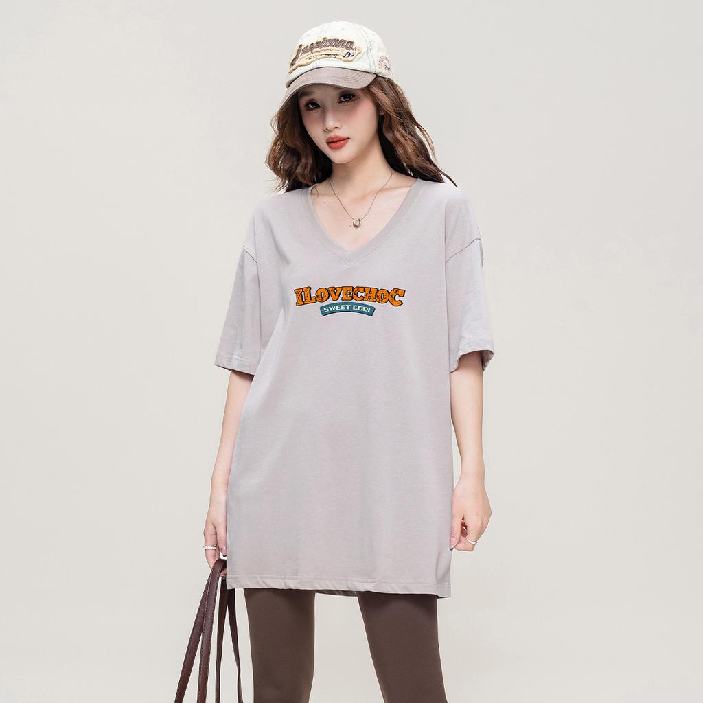 Trendy letter short sleeved loose T-shirt