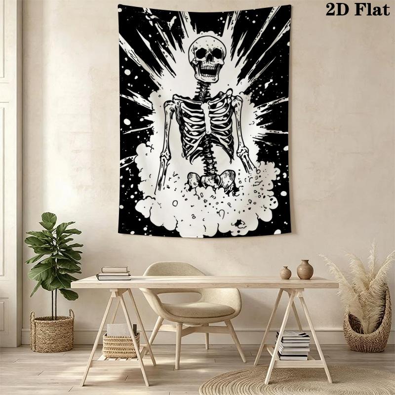 Black and White Exploding Skull Pattern Home Decor Tapestry, Wall Hanging, Decorative RV Wall Cloth.MGT0918272