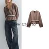 Spring New Women's Clothing Minimalist Wool Blend with Belt Soft Comfortable Long Sleeve V-neck Coat 1255737