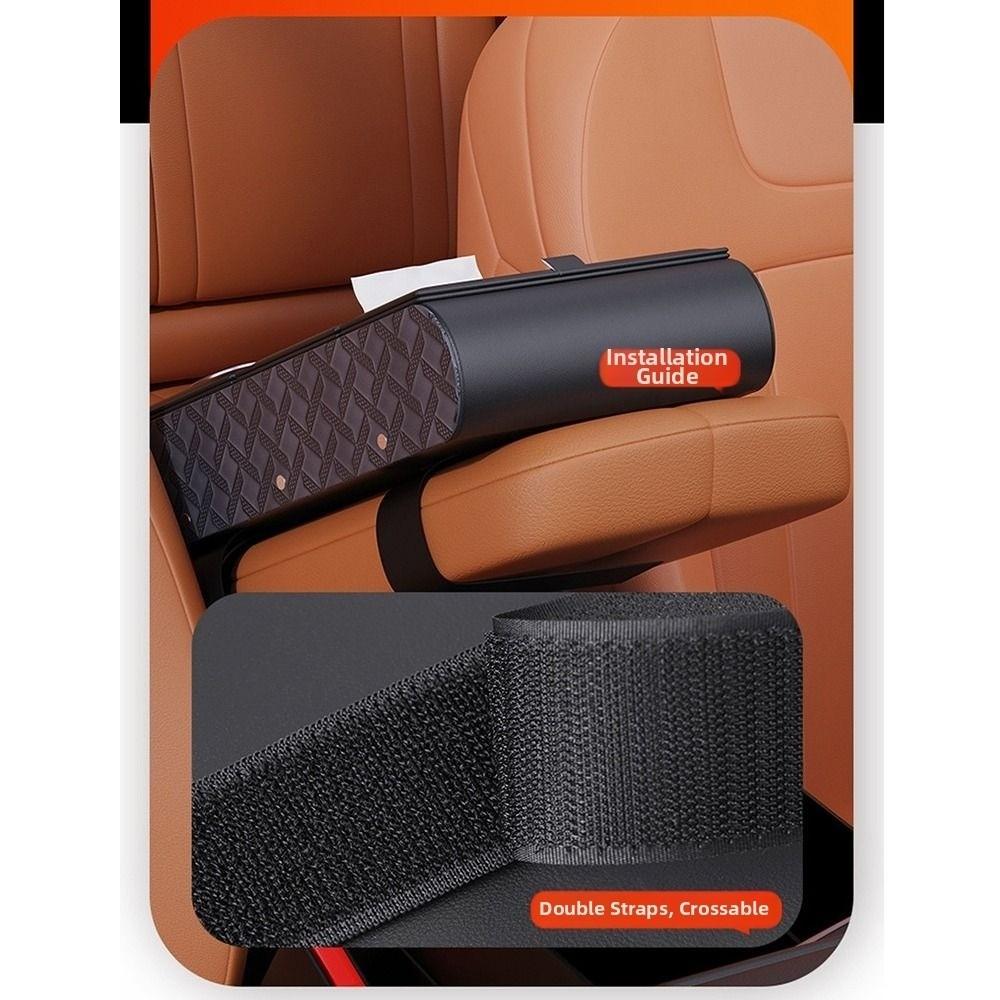 PU Leather Car Armrest Storage Box Multifunctional Center Console Armrest Pillow Vehicle Interior