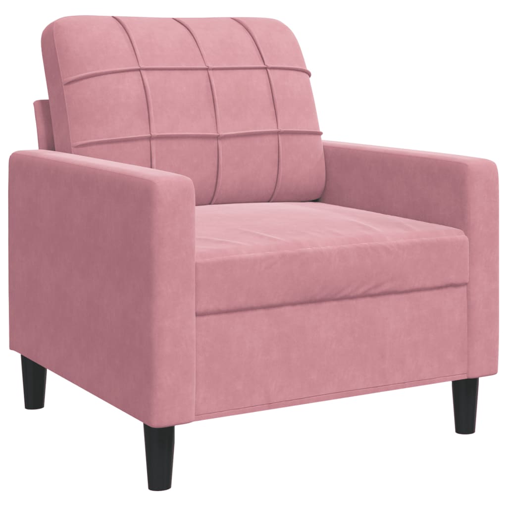 3 Piece Sofa Set with Cushions Pink Velvet