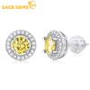 Сертифицированные серьги-гвоздики с желтым муассанитом 0,5 карата для женщин, серьги-гвоздики из стерлингового серебра с платиновым покрытием, свадебные ювелирные изделия