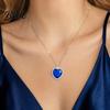 Blue Gemstone Pendant Heart Necklace Faux Diamond Sparkly Romantic Light-reflecting