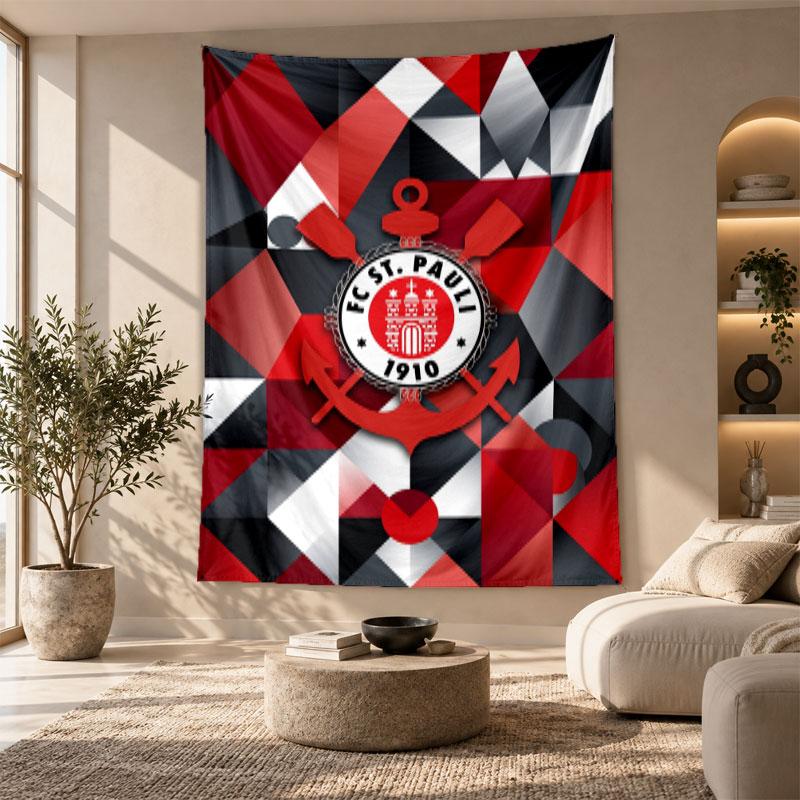 Decorative Tapestry,FC St. Pauli Football Printed Wall Art, Lightweight Wall Hanging For Bedroom Background