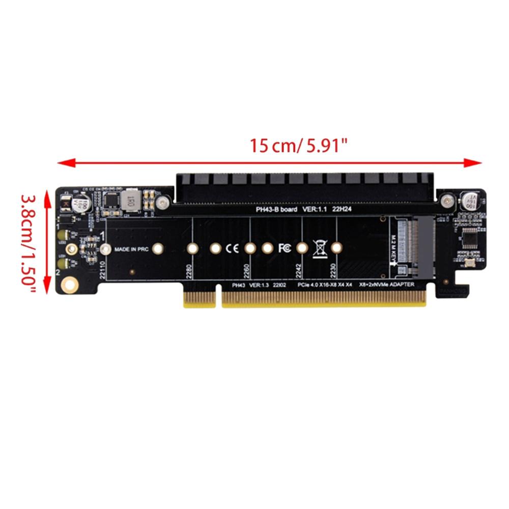 PCI-e 4.0 X16 To X8+x4+x4 Split Expansion Card 2X M.2 NVME SFF-8639 Card Adapter