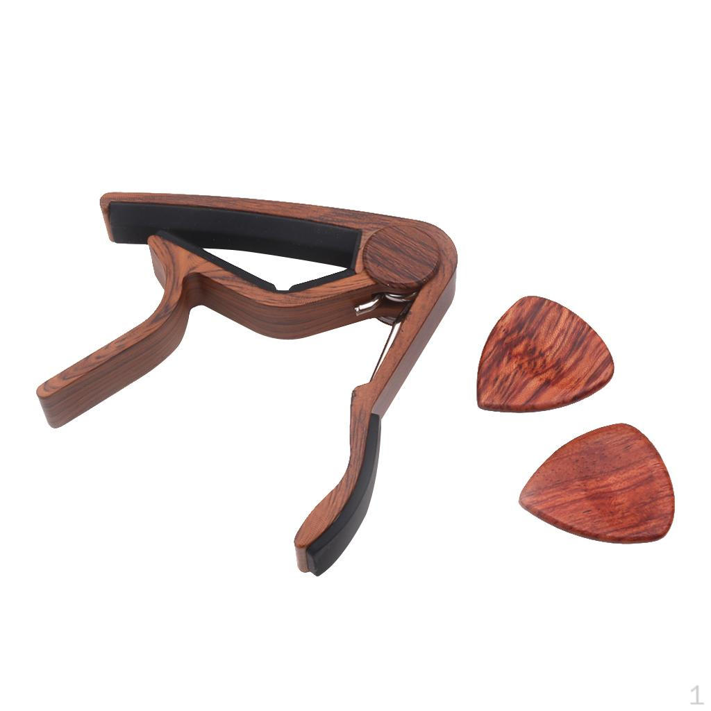 Capo With 2pcs 2.5mm Thickness Rosewood Picks Set