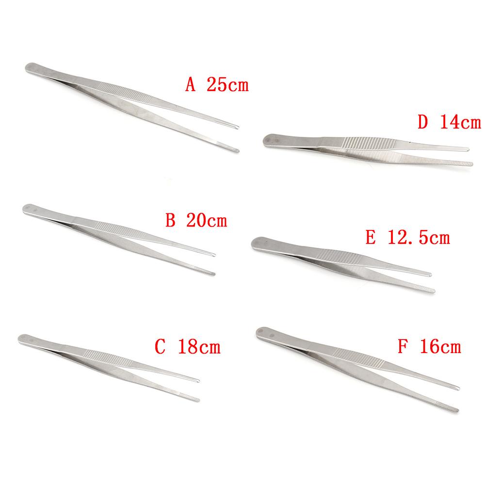 12-25Cm Silver Stainless Steel Tweezers Forceps Straight Tip Tweezer Tool