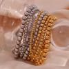 Simple Vintage Gold Silver Stainless Steel Elastic Bead Bracelet Punk Rock Style Party Accessories Jewelry