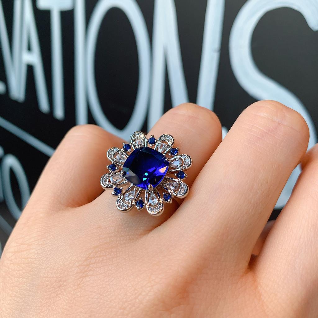 Ювелирные изделия Новое рубиновое кольцо с имитацией королевского сапфира, регулируемое кольцо