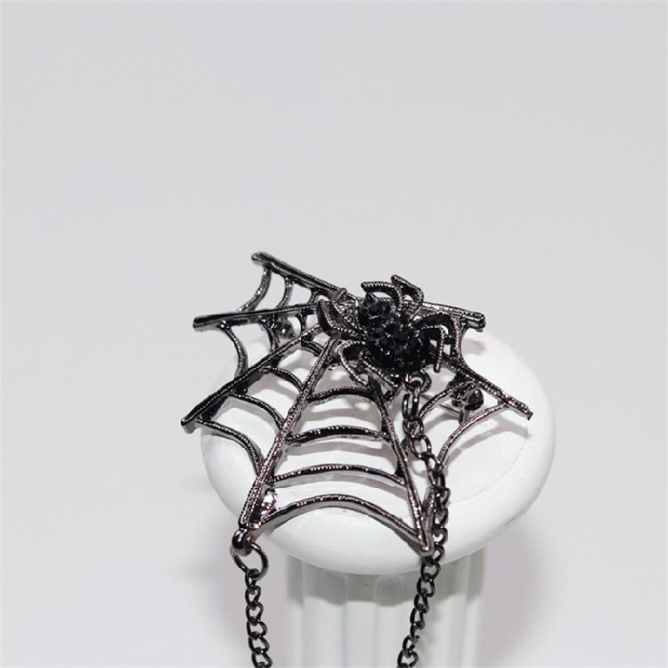 Значок на лацкан в виде паутины с цепочкой для куртки, шляпы, сумки, панк-брошь в виде паутины, значок на Хэллоуин = Украшения для мужчин и женщин