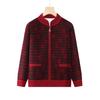 Middle-aged and Elderly Grandmothers, Autumn Knitted Jackets and Velvet Padded Vertical Collar Cardigan Tops, Women's Mother's Clothes.