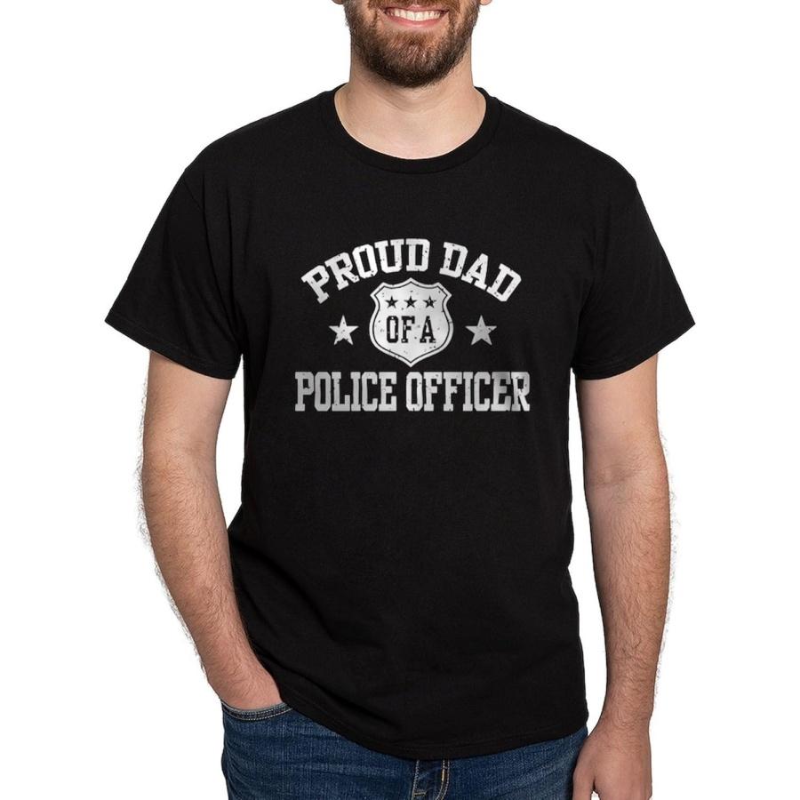 CafePress Гордый папа полицейского Темная футболка для мужчин 100% хлопок, Классическая графическая темная футболка
