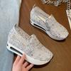Women Fashion Sneaker Summer Sequin Lace Thick Sole  Casual  Mesh Round Head  Shoes