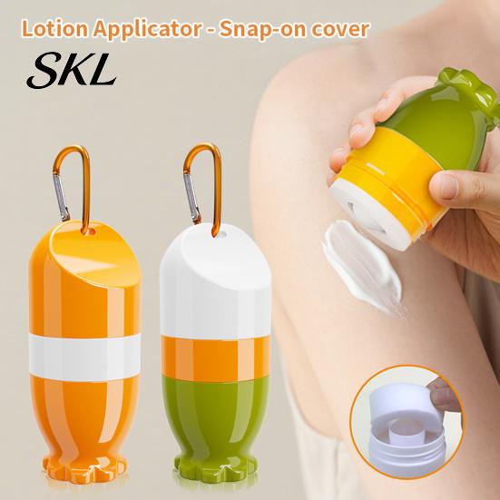Washable Sunscreen Applicator Refillable Kids Applicator, 100ml Travel Roll on Bottle with Smooth Soft Sponge Ball, Portable Hanging Dispenser